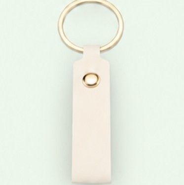 White leather photo keychain